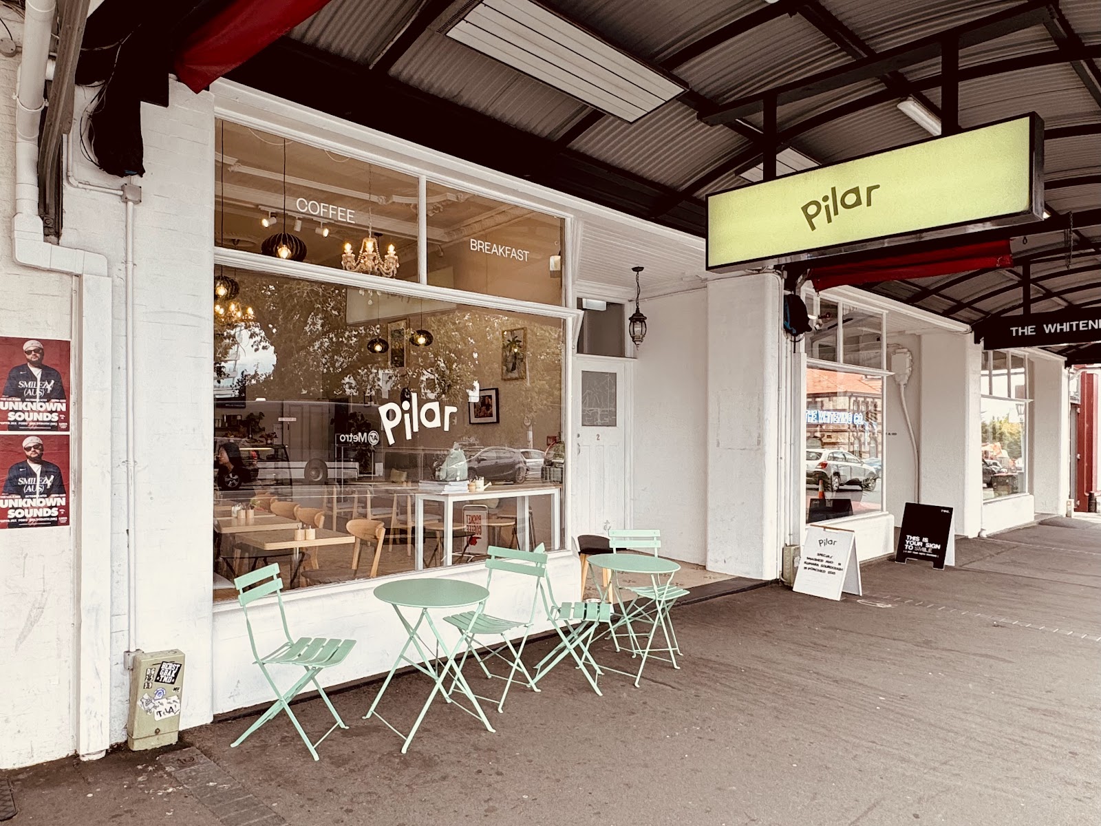 Front interior of Pilar Cafe & Eatery with window light